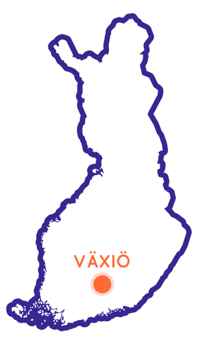 Finlands karta som visar Växiös position.