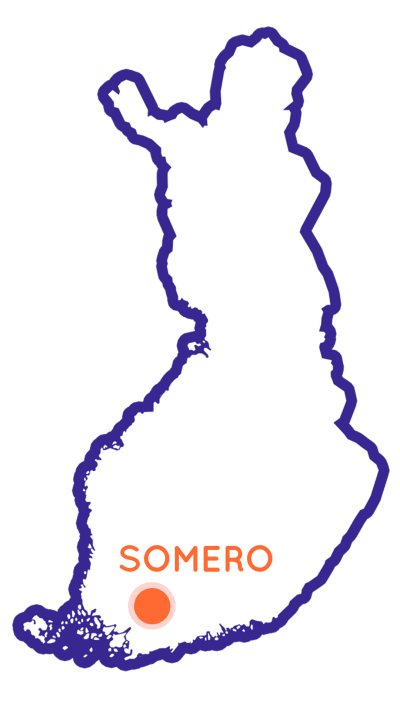 Finlands karta som visar Someros position.