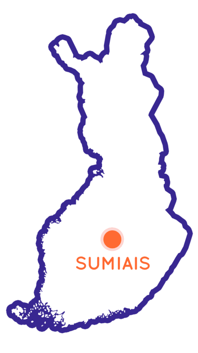 Finlands karta som visar Sumiais position.