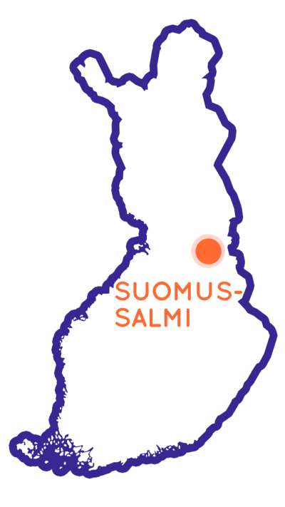 Finlands karta som visar Suomussalmis position.