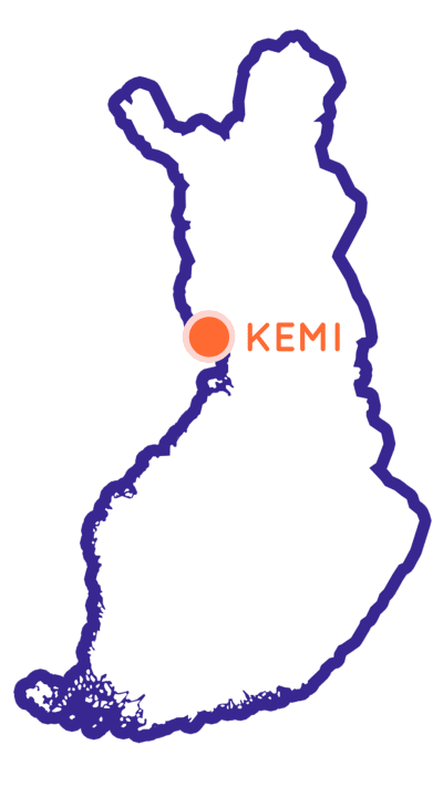 Finlands karta som visar Kemis position.