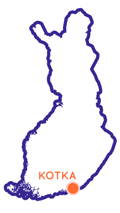 Finlands karta som visar Kotkas position.