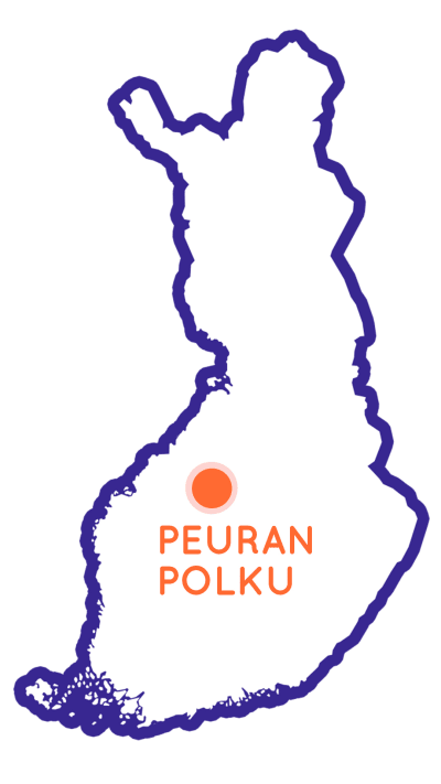 Finlands karta som visar positionen av vandringsleden Peuran Polku.