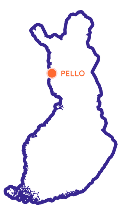 Suomen kartta johon merkitty Pellon paikkakunta