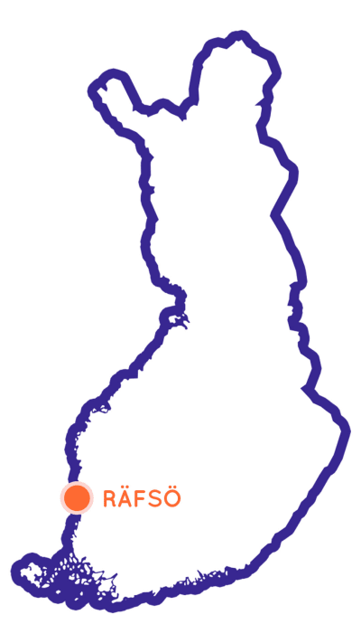 Bild av Finlands karta, med Räfsö utmärkt.