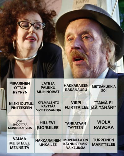 Maalaiskomedia bingoruudukko.