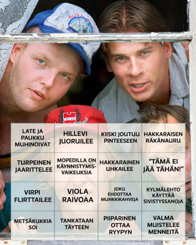 Maalaiskomedia bingoruudukko.