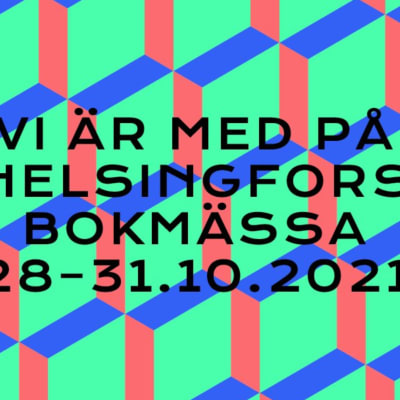 Grafiskt utseende för Helsingfors Bokmässa 2021 i grönt, rött och blått