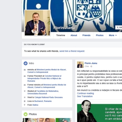 Florin Jianu ilmoitti erostaan myös Facebookissa.