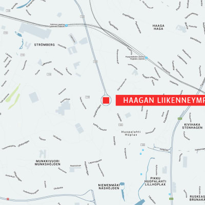 Kartta Haagan liikenneympyrästä.