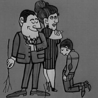 Perheaineinen piirroskuva koulu:tv:ssä vuonna 1967.