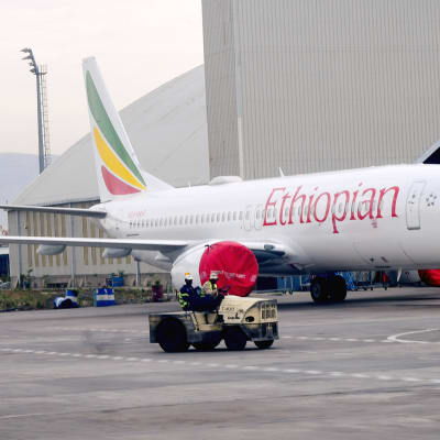 Ethiopian Airlines Boeing 737 Max -konetyypin lentokone Bolen kansainvälisellä lentokentällä Addis Ababaissa