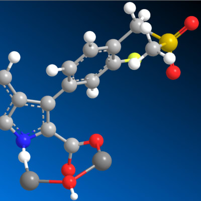 Indoli-2-karboksylaatin molekyylirakenne