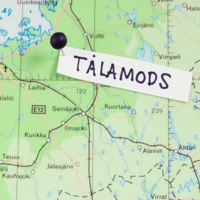 Tålamods är placerat ut på Finlands karta med en handskriven lapp.