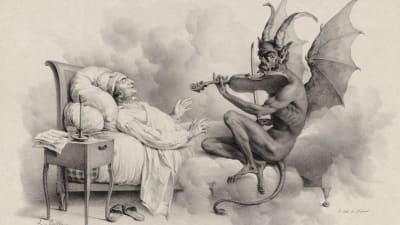 Djävulen spelar violin för Giuseppe Tartini i en dröm. Målning av Louis-Léopold Boilly (1761-1845). 