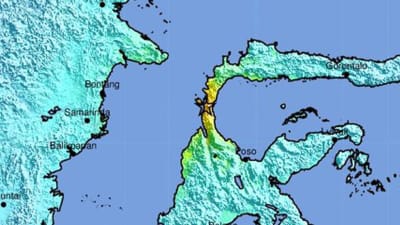 Epicentret för jordskalvet fanns nära staden Palu på ön Sulawesi