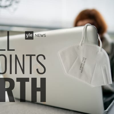 All Points North Podcast logo featuring photo of woman at laptop computer. 