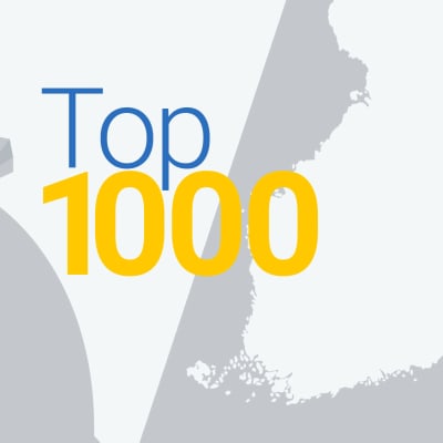Grafik med finlands karta och texten top 1000