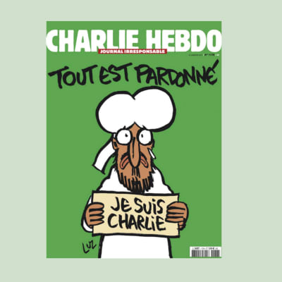 Profeten Mohammed på Charlie Hedbos första sida.