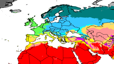 Karta över Europas klimatzoner