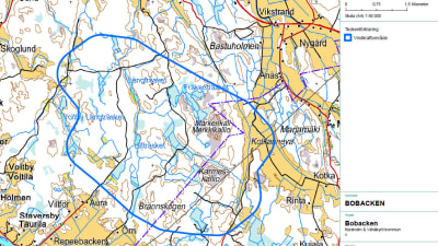 Vindkraftsparken planeras på området Märkenkall i Korsholm. Bobacken är ett gammalt arbetsnamn för området.