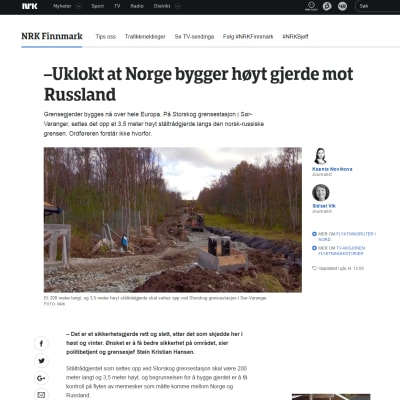 NRK:n sivuilla on valokuva Storskogin työmaasta.