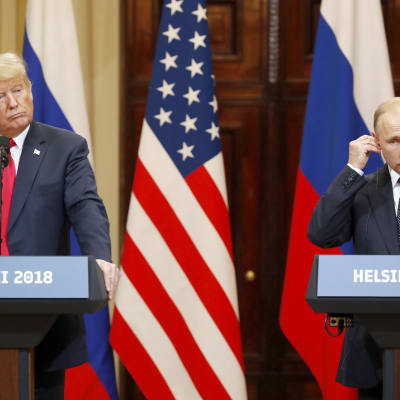 Yhdysvaltain Donald Trump ja Venäjän Vladimir Putin tapasivat Helsingissä 16. heinäkuuta 2018.
