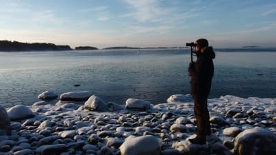 Ornitolog räknar sjöfåglar i Kimitoön