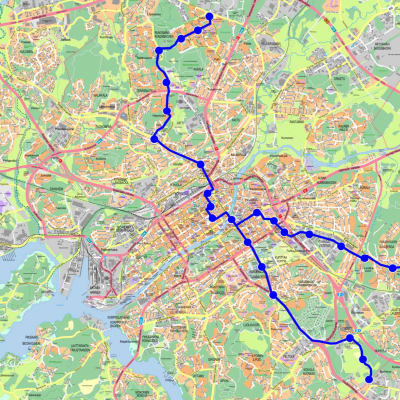 De planerade spåvägslinjerna i Åbo.