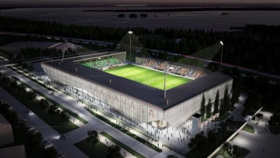 Vision av hur den nya fotbollsstadion i Vasa kan se ut om den blir U-formad.