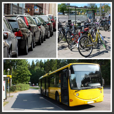 anslutningsparkering för cyklar eller bilar som stöd för kollektivtrafiken.