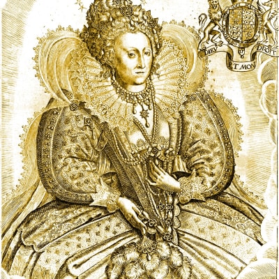 gravyr föreställande Elisabet I av Francis Delaram