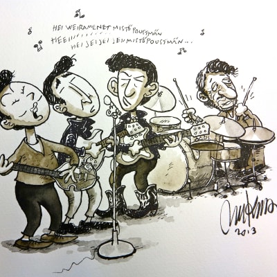 Mauri Kunnaksen piirtämä Beatles-kuva