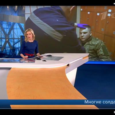 Skärmdump från Pervyj kanal i Ryssland: Nyhetssändning