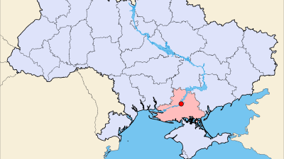 En karta där Gammalsvenskbys placering i Ukraina framkommer 