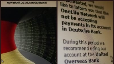 Collage över OneCoins bankkonton