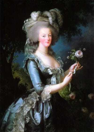Porträtt av drottning Marie-Antoinette med en ros (1783) av Elisabeth Vegée-Lebrun