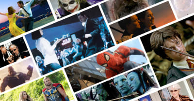 Ett collage med olika bilder från populära Hollywoodfilmer.
