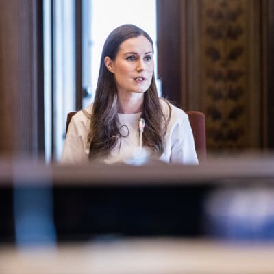 Pääministeri Sanna Marin hallituksen neuvotteluissa Säätytalolla Helsingissä 3. toukokuuta.