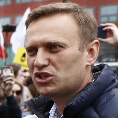 Aleksej Navalnyj under demonstrationen i Moskva