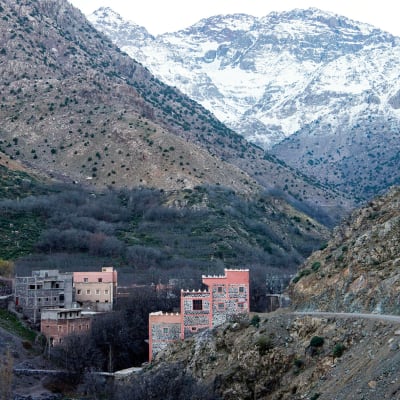 Atlaksen vuoristoa kuvattuna Imlilin kylältä 18. joulukuuta.