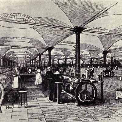 Linnefabrik i Leeds 1843.