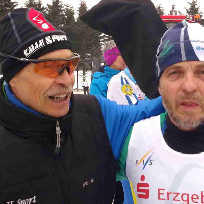 Pekka Virtakoivu ja Sakari Matikainen veteraanien MM-kisoissa Saksassa.