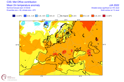Väderkarta för sommaren från Met Office.