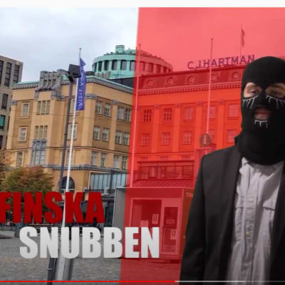 Screenshot ur Finska snubbens video. Han intervjuas med balaklava på.
