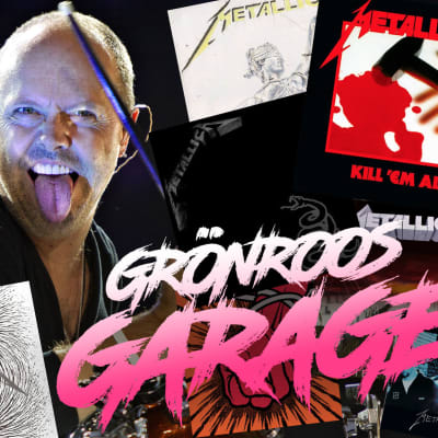 Grönroos garage kollage med Lars Ulrich och alla studioalbumen.
