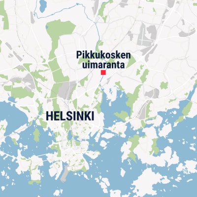Karttagrafiikka, jossa näkyy Pikkukosken uimaranta Helsingissä
