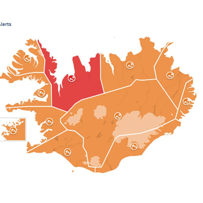 En karta på Island. 