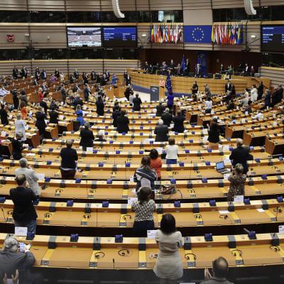 Kuvassa Euroopan parlamentti Brysselissä.
