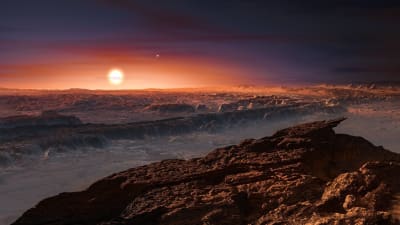 Illustration på planet nära stjärnan Proxima Centauri.